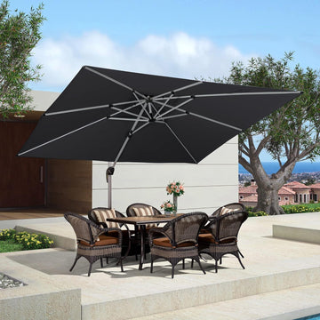 PURPLE LEAF Double Top 360 Degree Rotation Rectangle Patio Classic Umbrella 10 x 13 ft