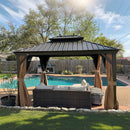 PURPLE LEAF Outdoor Hardtop Gazebo for Garden Bronze Double Roof Aluminum Frame Pavilion