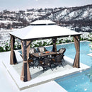 PURPLE LEAF Outdoor Hardtop Gazebo for Garden Bronze Double Roof Aluminum Frame Pavilion