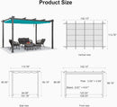 PURPLE LEAF Outdoor Retractable Pergola Patio Shelter for Garden Porch Beach Pavilion Grill Gazebo