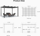 PURPLE LEAF Outdoor Retractable Pergola Patio Shelter for Garden Porch Beach Pavilion Grill Gazebo