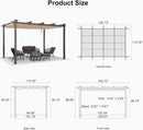 PURPLE LEAF Outdoor Retractable Pergola Patio Shelter for Garden Porch Beach Pavilion Grill Gazebo
