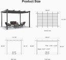 PURPLE LEAF Outdoor Retractable Pergola Patio Shelter for Garden Porch Beach Pavilion Grill Gazebo