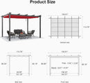 PURPLE LEAF Outdoor Retractable Pergola Patio Shelter for Garden Porch Beach Pavilion Grill Gazebo