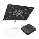 PURPLE LEAF Rectangular Cantilever Umbrella with Base, Outdoor Umbrellas with Lights