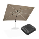 PURPLE LEAF Rectangular Cantilever Umbrella with Base, Outdoor Umbrellas with Lights