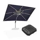 PURPLE LEAF Rectangular Cantilever Umbrella with Base, Outdoor Umbrellas with Lights