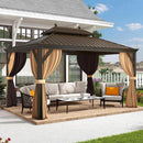 PURPLE LEAF Outdoor Hardtop Gazebo for Garden Bronze Double Roof Aluminum Frame Pavilion