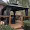 PURPLE LEAF Grey Hardtop Gazebo with Heavy Duty Galvanized Steel Double Roof with Netting and Curtains