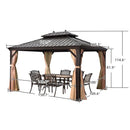 PURPLE LEAF Outdoor Hardtop Gazebo for Garden Bronze Double Roof Aluminum Frame Pavilion