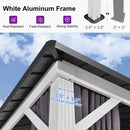 PURPLE LEAF Modern Gazebo Grey Hardtop Galvanized Steel Double Roof White Aluminum Poles with Curtains and Netting