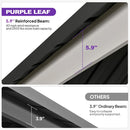 PURPLE LEAF Modern Gazebo Grey Hardtop Galvanized Steel Double Roof White Aluminum Poles with Curtains and Netting