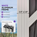 PURPLE LEAF Modern Gazebo Grey Hardtop Galvanized Steel Double Roof White Aluminum Poles with Curtains and Netting