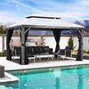 PURPLE LEAF Patio Gazebo for Backyard Hardtop Galvanized Steel Frame with Upgrade Curtain Light Grey