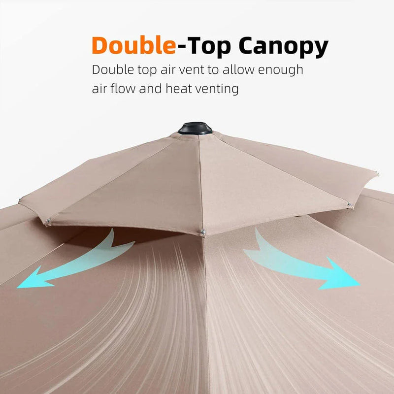 [ Umbrella with Base Set ] PURPLE LEAF Double Top 360 Degree Rotation Round Outdoor Classic Umbrella  with Base