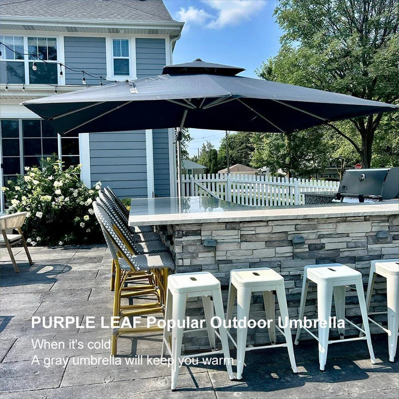 PURPLE LEAF Double Top Rectangle Outdoor Classic Umbrella