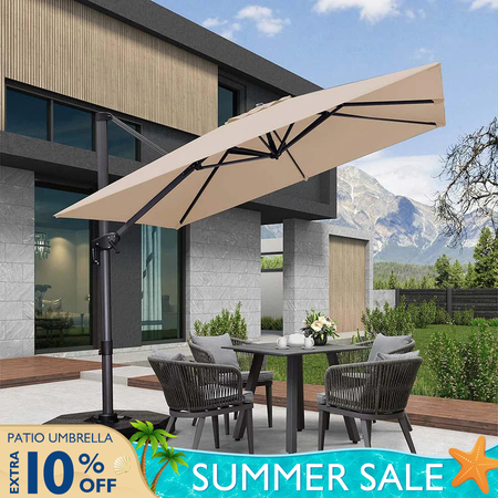 PURPLE LEAF Patio Outdoor Large Umbrella Square and Rectangular Cantilever Yard Sun Umbrellas
