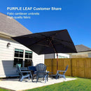 PURPLE LEAF Double Top Rectangle Aluminum Umbrellas in Wood Color