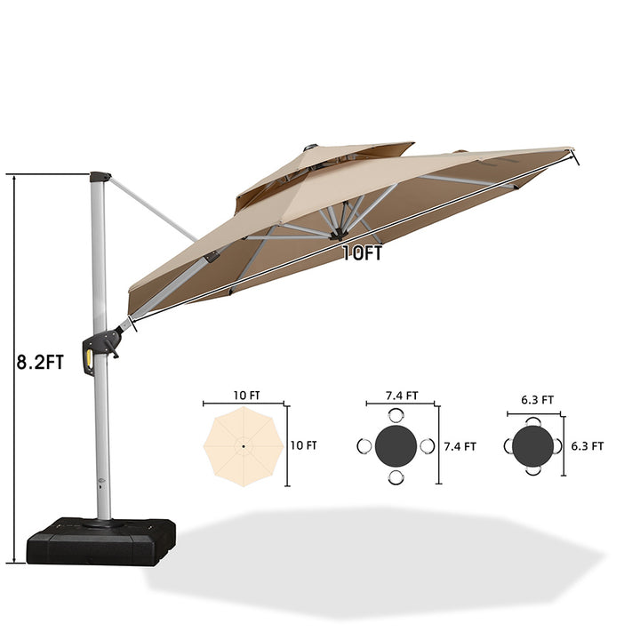 [ Umbrella with Base Set ] PURPLE LEAF Double Top 360 Degree Rotation Round Outdoor Classic Umbrella  with Base