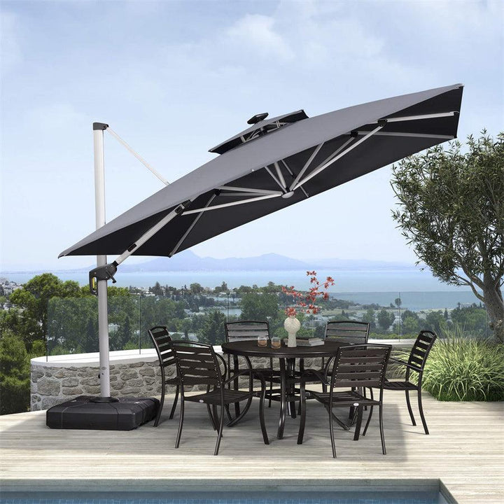 PURPLE LEAF Double Top Square Outdoor LED Umbrellas