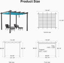 PURPLE LEAF Outdoor Retractable Pergola Patio Shelter for Garden Porch Beach Pavilion Grill Gazebo