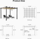 PURPLE LEAF Outdoor Retractable Pergola Patio Shelter for Garden Porch Beach Pavilion Grill Gazebo