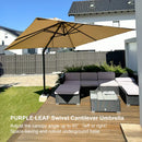 PURPLE LEAF Best Value Square Cantilever Patio Umbrella with Left-Right Tilt and 360° Swivel