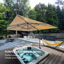 PURPLE LEAF Outdoor Windproof Umbrella, Square Cantilever Umbrella Outside Patio