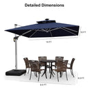 PURPLE LEAF Square Cantilever Umbrella with Base, Outdoor Umbrellas with Lights