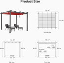 PURPLE LEAF Outdoor Retractable Pergola Patio Shelter for Garden Porch Beach Pavilion Grill Gazebo
