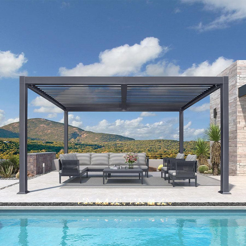 PURPLE LEAF Louvered Pergola Outdoor Aluminum Pergola Patio Pergola with Adjustable Roof for Deck Garden Yard Hardtop Gazebo