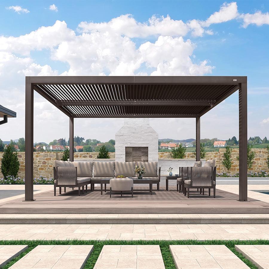 PURPLE LEAF Athena Outdoor Louvered Pergola Adjustable Metal Roof