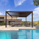 PURPLE LEAF Athena Outdoor Louvered Pergola Adjustable Metal Roof Bronze Hardtop Gazebo Patio Pavilion