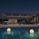 PURPLE LEAF Caesar Solar Louvered Pergola with LED Strip Lights and Control Panel Aluminum Outdoor Pergola with Adjustable Roof for Patio Deck Garden Yard Gray