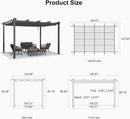 PURPLE LEAF Outdoor Pergola with Retractable Canopy Aluminum Shelter for Porch Garden Beach