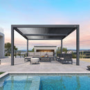 PURPLE LEAF Louvered Pergola Outdoor Aluminum Pergola with Adjustable Roof for Deck Backyard Garden Hardtop Gazebo