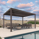 PURPLE LEAF Athena Outdoor Louvered Pergola Adjustable Metal Roof Bronze Hardtop Gazebo Patio Pavilion