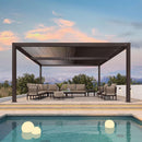 PURPLE LEAF Athena Outdoor Louvered Pergola Adjustable Metal Roof Bronze Hardtop Gazebo Patio Pavilion