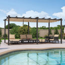PURPLE LEAF Outdoor Pergola with Retractable Canopy Aluminum Shelter for Porch Garden Beach Shade Pavilion Pergola Modern Backyard Deck– Clearance Sale 20% Off