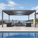 PURPLE LEAF Louvered Pergola Outdoor Aluminum Pergola Patio Pergola with Adjustable Roof for Deck Garden Yard Hardtop Gazebo