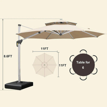 PURPLE LEAF Double Top 360 Degree Rotation Round Outdoor Classic