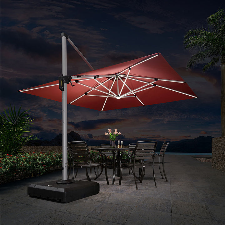 PURPLE LEAF Double Top Rectangle Outdoor LED Umbrellas