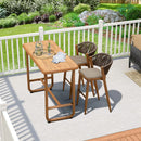 PURPLE LEAF Patio Bar Stool Rattan Bar Height Chair Counter Stool with Backrest and Cushion