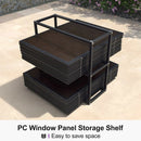 PURPLE LEAF Sunroom Hardtop Gazebo with Wood Grain Columns Black Frame Double Roof Galvanized Steel Solarium All-Weather Screen House with String Lights