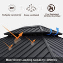 PURPLE LEAF Patio Gazebo for Backyard Grey Hardtop Galvanized Steel Roof Awning String Lights-milky