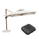 PURPLE LEAF Outdoor Garden Umbrella with Base, Cantilever Umbrellas in Wood Color