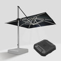 PURPLE LEAF Square Cantilever Umbrella with Base, Outdoor Umbrellas with Lights