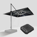 PURPLE LEAF Square Cantilever Umbrella with Base, Outdoor Umbrellas with Lights
