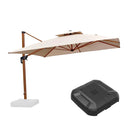 PURPLE LEAF Outdoor Garden Umbrella with Base, Cantilever Umbrellas in Wood Color