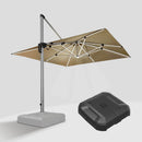 PURPLE LEAF Square Cantilever Umbrella with Base, Outdoor Umbrellas with Lights
